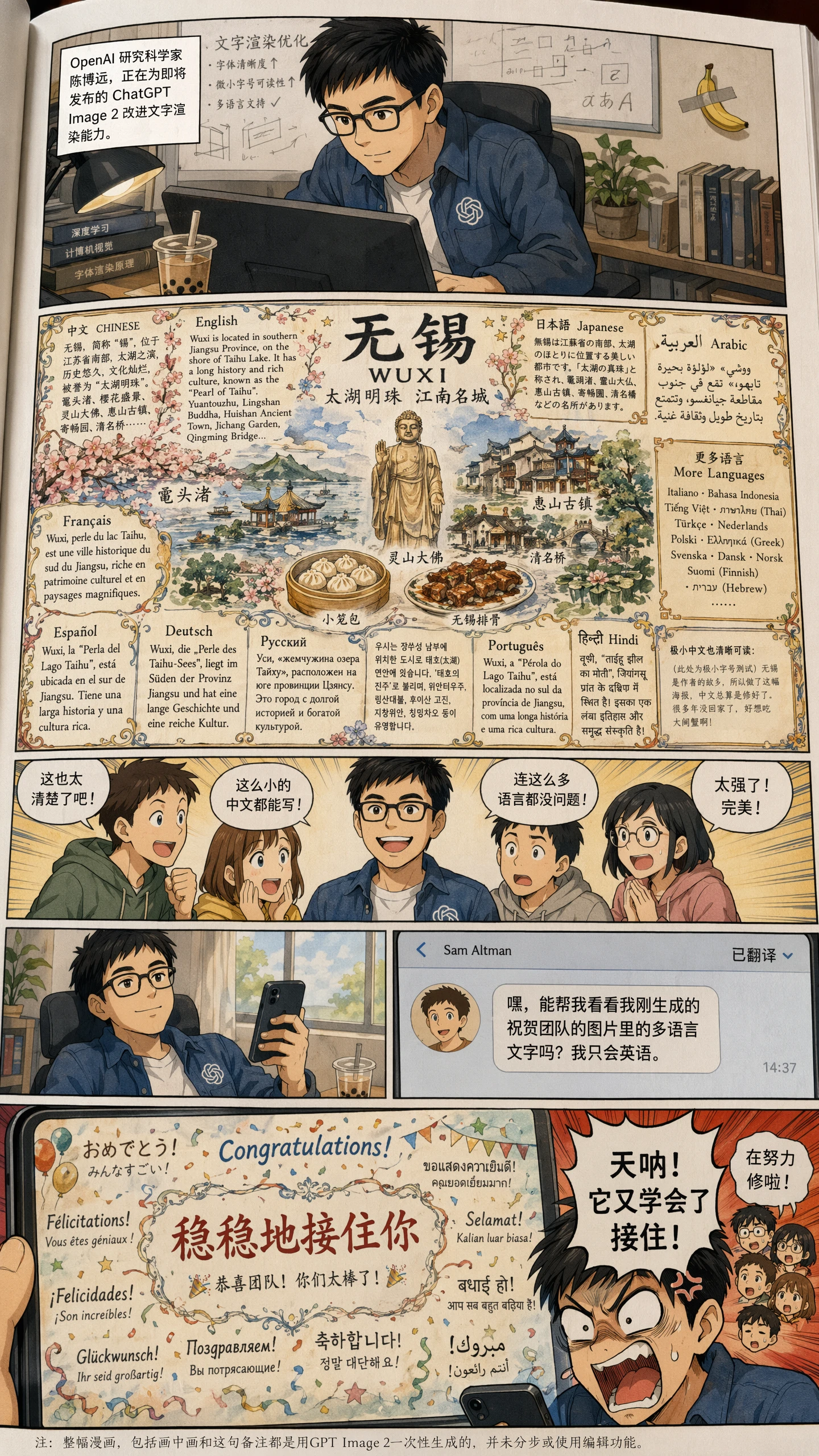 GPT Image 2 comic and travel graphic with Chinese and other languages