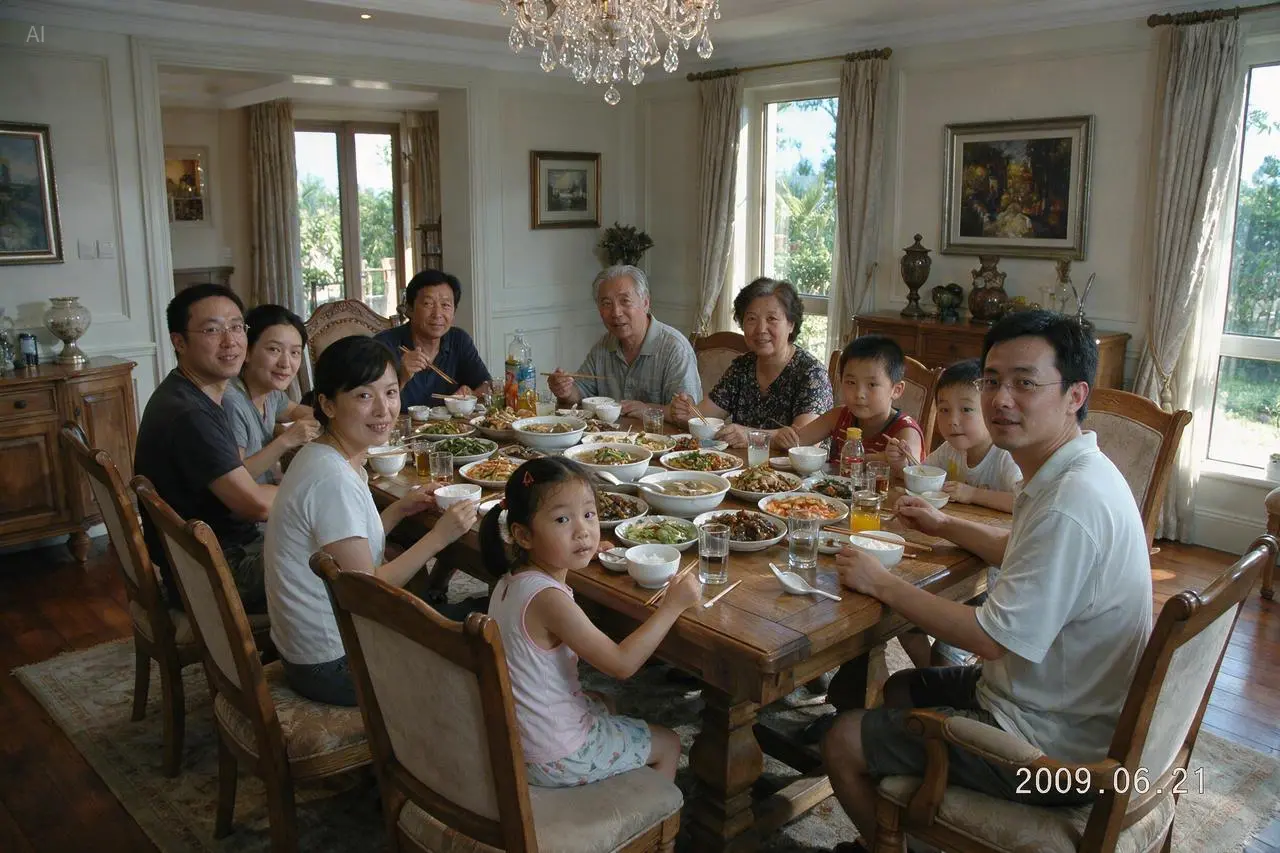 Official Seedream 5.0 Pro photo of a family dinner with eleven people